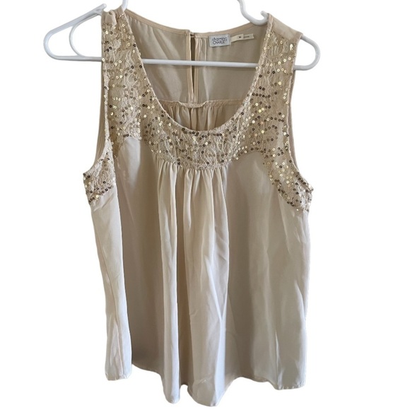 Charming Charlie's Women's Cream Sequin Tank - M - Picture 1 of 3
